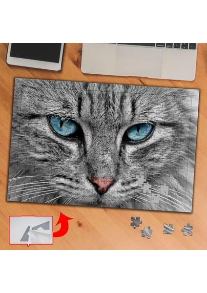 Mavi Gözlü Güzellik, Kedi 240 Parça Puzzle Yapboz TABLO-3738