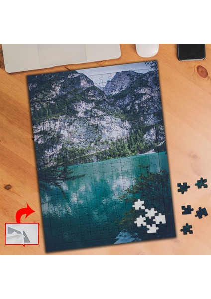 Dağlar ve Mavi Yansıma Deniz 240 Parça Puzzle Yapboz TABLO-432754