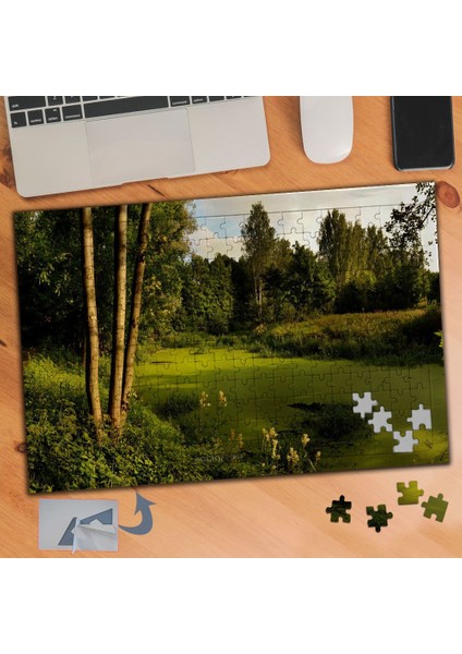Yeşil Göl, Orman Yolu, Doğa 240 Parça Puzzle Yapboz TABLO-494