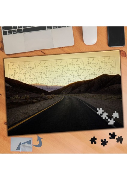 Gün Batımında Uzayan Yol 240 Parça Puzzle Yapboz TABLO-250