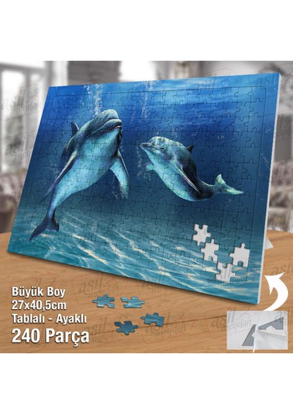 Asil Hobi Deniz Altında Yunus Balıkları -Hayvan Yapboz-Ayak Destekli Çerçeveli 240 Parça Puzzle fiyatları