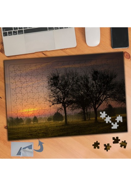 Kuru Ağaçlar, Gün Batımı 240 Parça Puzzle Yapboz TABLO-516
