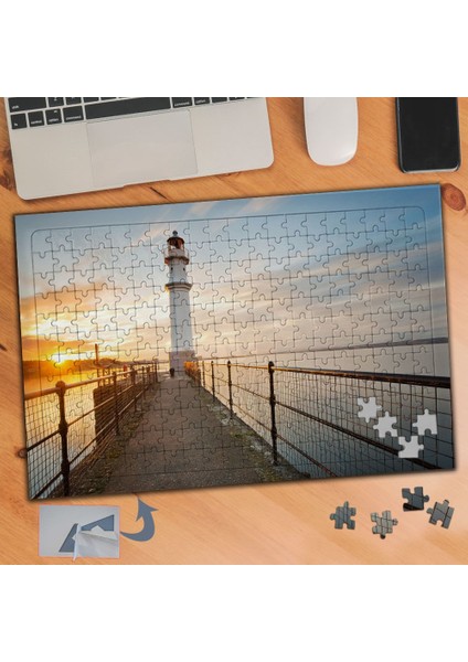 Deniz Feneri Yolu, Gün Batımı 240 Parça Puzzle Yapboz TABLO-799