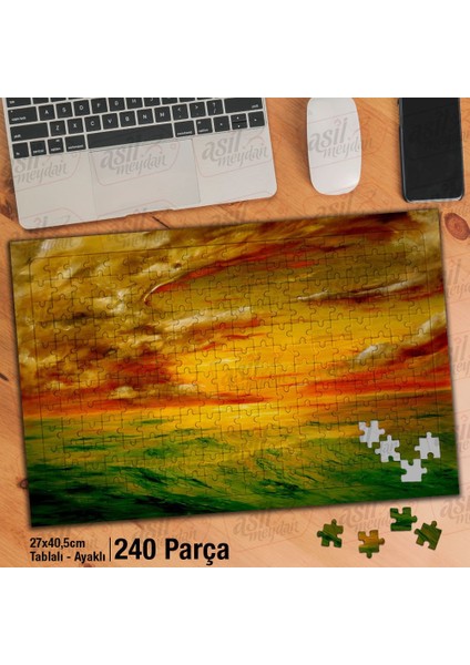 Asil Hobi Kaliforniya Sahil- Gün Batımı Yapboz-Ayak Destekli Çerçeveli 240 Parça Puzzle