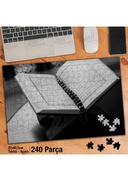 Asil Hobi Dini Kitap - Tesbih - Kuranı Kerim -Islam Yapboz -Ayak Destekli Çerçeveli 240 Parça Puzzle