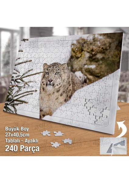 Asil Hobi Leopar - Büyük Kedi - Kar - Kış - Doğa Yapboz -Ayak Destekli Çerçeveli 240 Parça Puzzle fiyatları