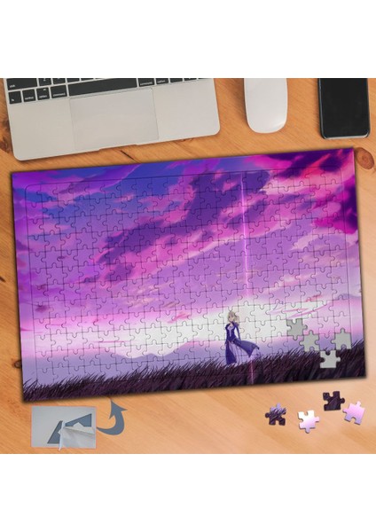 Anime Karakter, Mor Gökyüzü 240 Parça Puzzle Yapboz TABLO-517