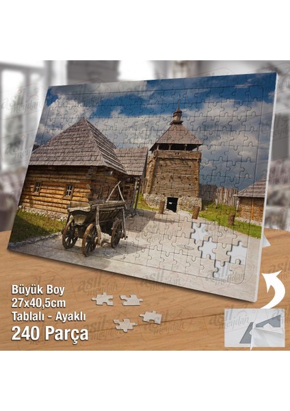 Asil Hobi Tahta Evler - Tahta Araba - Manzara Yapboz-Ayak Destekli Çerçeveli 240 Parça Puzzle fiyatları
