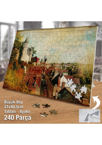 Asil Hobi Şehir - Evler - Kale - Mimari Yapı Yapboz-Ayak Destekli Çerçeveli 240 Parça Puzzle fiyatları