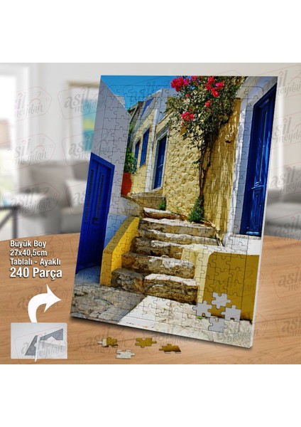 Asil Hobi Bodrum Evleri - Çiçekler - Yazlık - Mimari Yapboz-Ayak Destekli Çerçeveli 240 Parça Puzzle