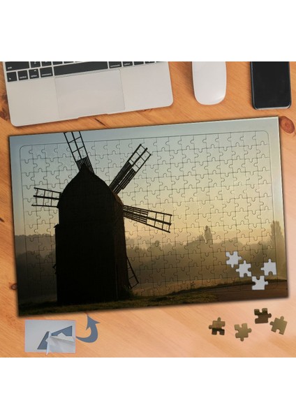 Sisli Hava ve Değirmen Manzarası 240 Parça Puzzle Yapboz TABLO-322