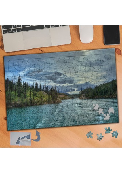 Kapalı Gökyüzü, Nehir, Doğa 240 Parça Puzzle Yapboz TABLO-635