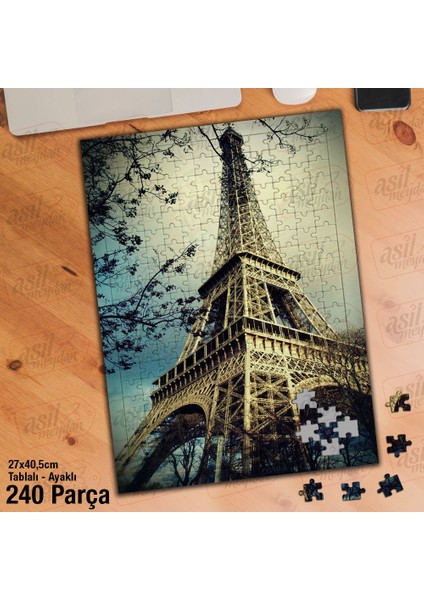 Asil Hobi Eyfel Kulesi - Paris -Gökyüzü Yapboz -Ayak Destekli Çerçeveli 240 Parça Puzzle