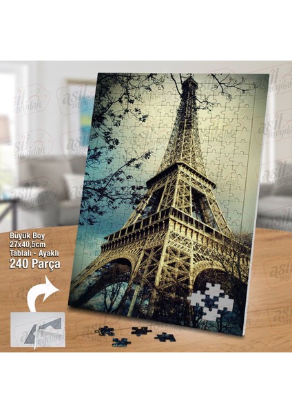 Asil Hobi Eyfel Kulesi - Paris -Gökyüzü Yapboz -Ayak Destekli Çerçeveli 240 Parça Puzzle