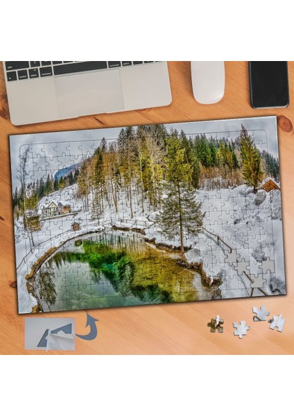 Karlı Uzun Çam Ağaçları -Doğa 240 Parça Puzzle Yapboz TABLO-053
