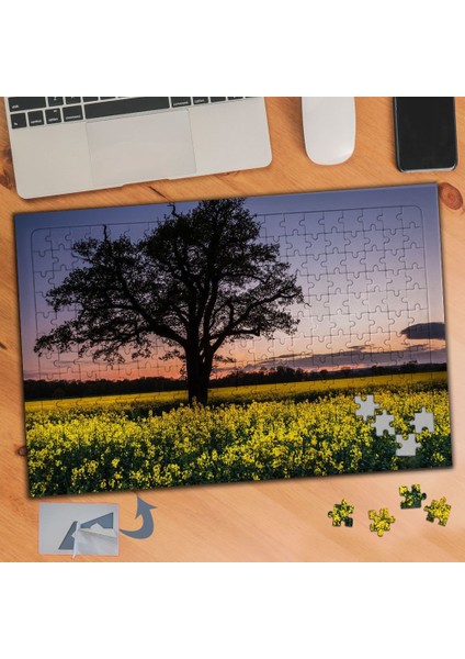 Çiçekli Ağaçlı Manzara, Doğa 240 Parça Puzzle Yapboz TABLO-617