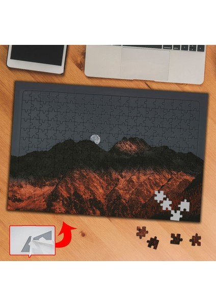 Dağlar, Dolunay, Akşam 240 Parça Puzzle Yapboz TABLO-A0746