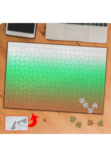 Gradyan-Degrade Gradient Yeşil 240 Parça Puzzle Yapboz TABLO-GD17