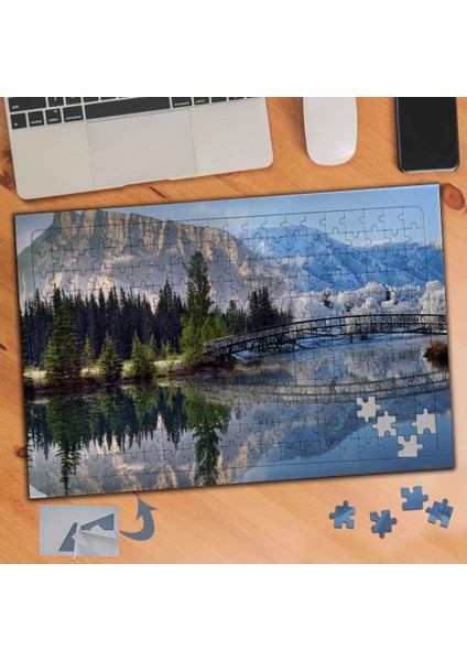 Çam Ağaçları ve Köprü Manzarası 240 Parça Puzzle Yapboz TABLO-914