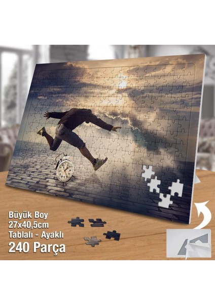 Atlayan Adam Zaman Vakit Yok - Siyah Bulutlar Ayak Destekli 240 Parça Puzzle