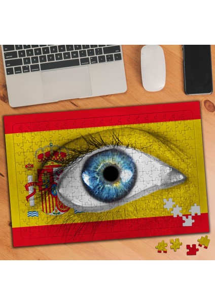 Ispanya Bayraklı Mavi Göz 240 Parça Puzzle Yapboz TABLO-08867770