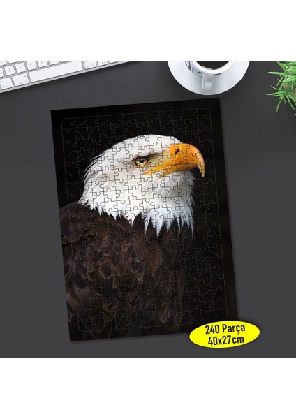 Yırtıcı Kuş Kara Kartal 240 Parça Puzzle Yapboz TABLO-4018669