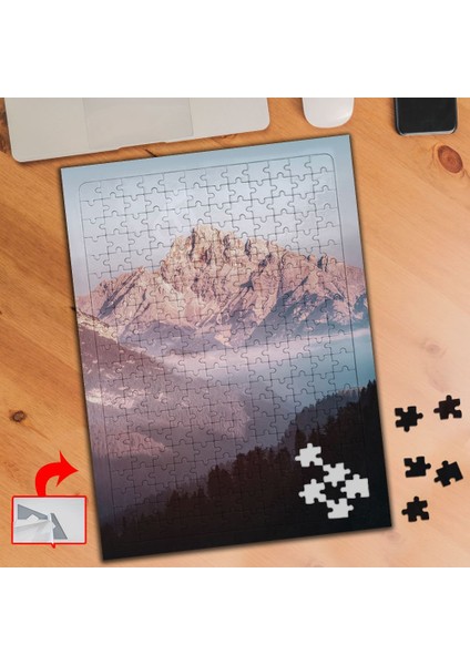 Pembe Işık Yansımalı Dağ 240 Parça Puzzle Yapboz TABLO-S460