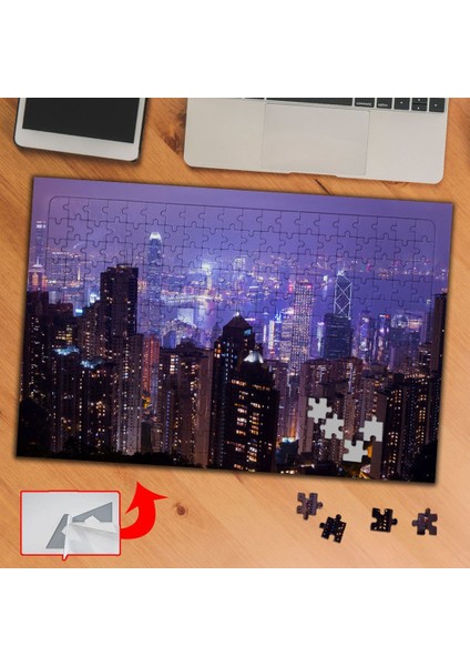 Şehrin Gece Hali, Mor Işıklar 240 Parça Puzzle Yapboz TABLO-3665