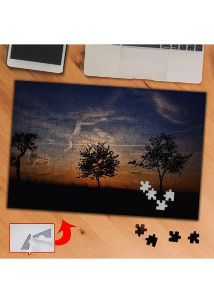 Gün Batımındaki Ağaçlar 240 Parça Puzzle Yapboz TABLO-1013587