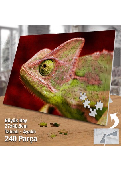 Asil Hobi Bukalemun - Sürüngen - Hayvan - Doğa Yapboz - Ayak Destekli Çerçeveli 240 Parça Puzzle fiyatları