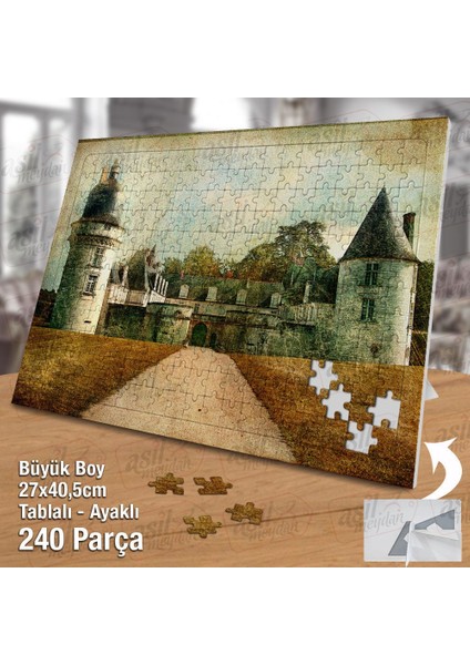 Asil Hobi Kale - Görkemli Şato - Mimari Yapboz-Ayak Destekli Çerçeveli 240 Parça Puzzle