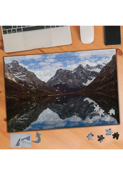 Karlı Dağların Göle Yansıması 240 Parça Puzzle Yapboz TABLO-089