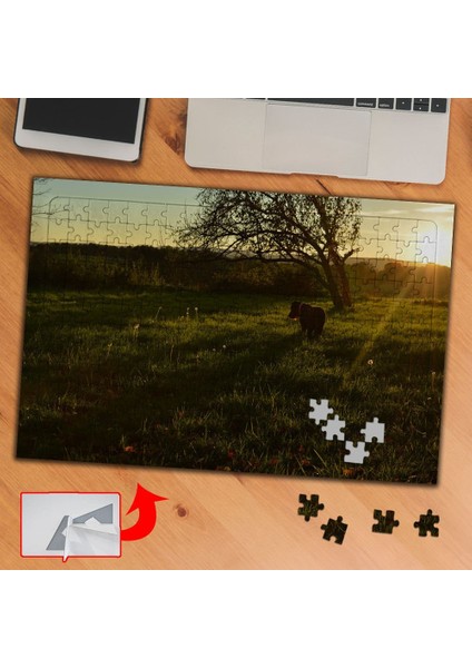Gün Işığında Otlayan Inek 240 Parça Puzzle Yapboz TABLO-99944