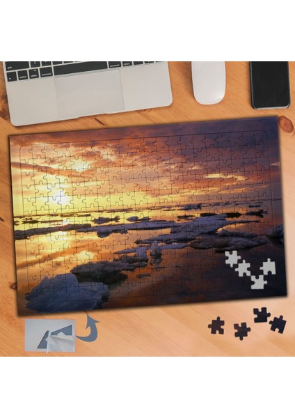 Göle Yansıyan Gün Batımı 240 Parça Puzzle Yapboz TABLO-054