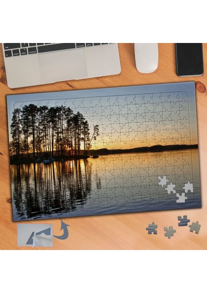 Gün Batımında Cılız Ağaçlar 240 Parça Puzzle Yapboz TABLO-694