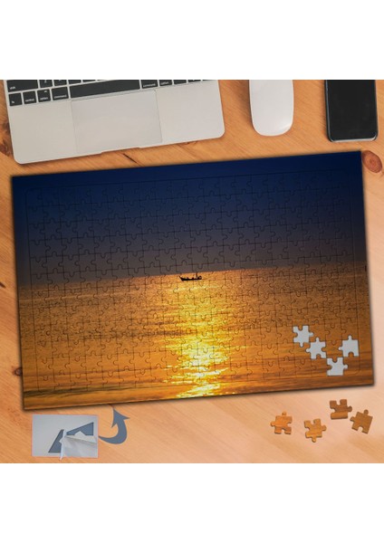 Gün Batımı Yansıması, Tekne 240 Parça Puzzle Yapboz TABLO-803