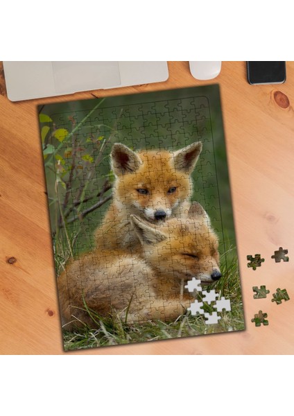 Yavru Tilki Ailesi 240 Parça Puzzle Yapboz TABLO-140217859