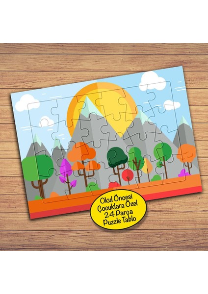 Ağaç ve Dağ Manzarası Çocuklara Özel Puzzle Yapboz TABLO-203PZ