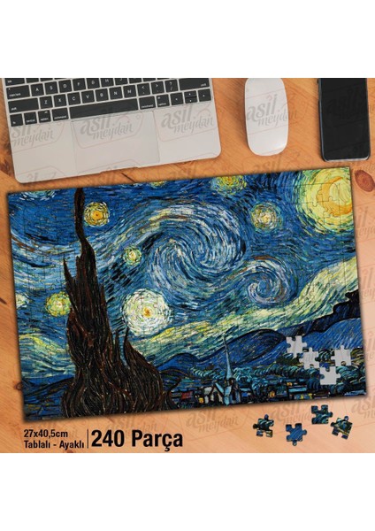 Asil Hobi Van Gogh Yıldızlı Geceler Yapboz - Ayak Destekli Çerçeveli 240 Parça Puzzle
