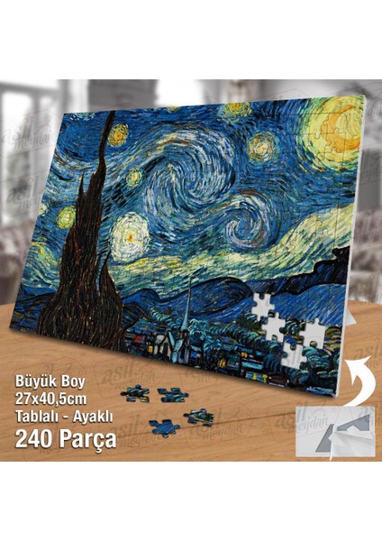 Asil Hobi Van Gogh Yıldızlı Geceler Yapboz - Ayak Destekli Çerçeveli 240 Parça Puzzle