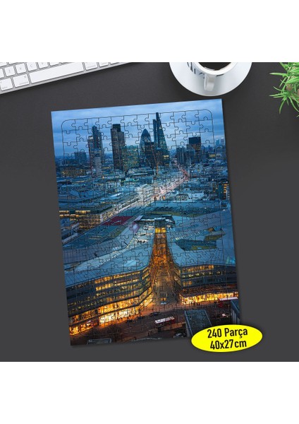 Işıklı Şehir Görüntüsü 240 Parça Puzzle Yapboz TABLO-83643956