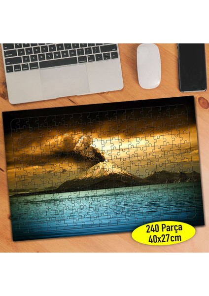 Bulutlu Gökyüzü Dağ ve Deniz Manzara 240 Parça Puzzle YAPBOZ-468