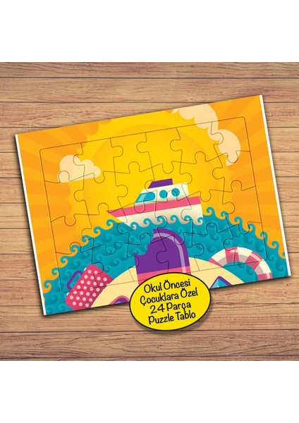Yaz Mevsimi Denizde Gemi Çocuklara Özel Puzzle Yapboz TABLO-145PZ
