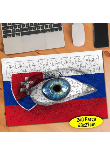 Slovakya Ülke Bayrağı 240 Parça Puzzle Yapboz TABLO-108867757