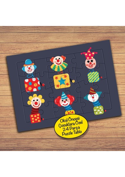Renkli, Çeşitli Palyaçolar Çocuklara Özel Puzzle Yapboz TABLO-79PZ