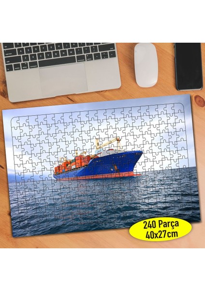 Denizde Yük Gemisi 240 Parça Puzzle Yapboz TABLO-35254977