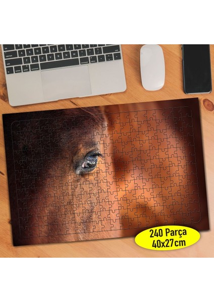 Siyah Gözlü Asil At 240 Parça Puzzle Yapboz TABLO-48191898