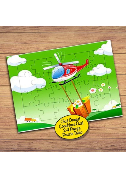 Hediye Taşıyan Helikopter Çocuklara Özel Puzzle Yapboz TABLO-24802