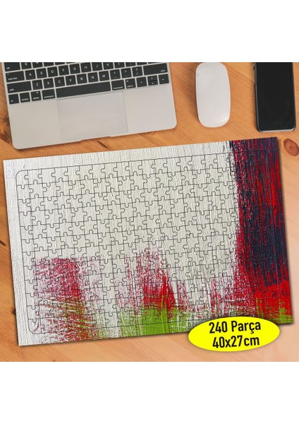 Kırmızı Yeşil Siyah Boya Desenleri 240 Parça Puzzle YAPBOZ-7267