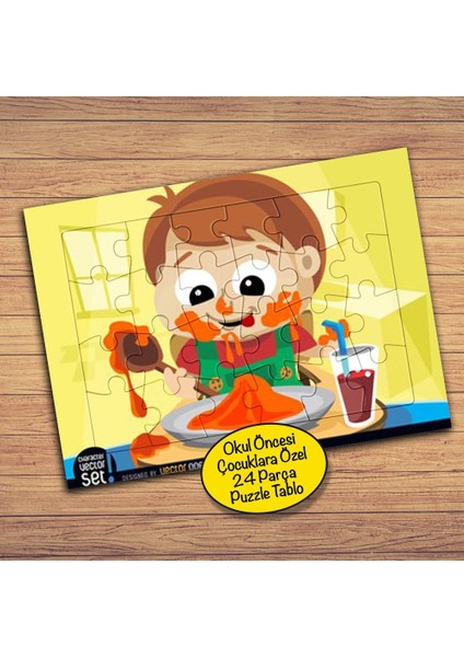 Üstünü Batıran Bebek Çocuklara Özel Puzzle Yapboz TABLO-34275